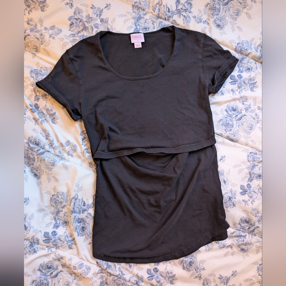 Boob Design Nursing Tee Shirt, Breastfeeding Top, Organic Cotton, Medium